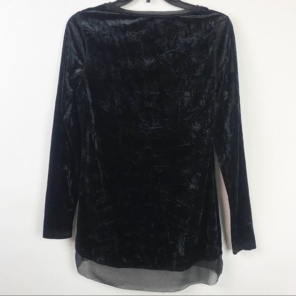 XS SIMPLY VERA WANG Black Velvety Long Sleeve Top Grunge Goth Whimsy Witchy - Picture 4 of 6